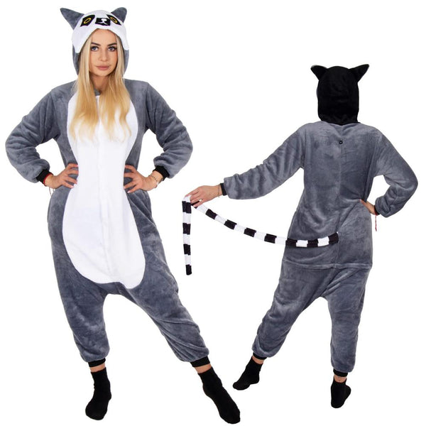 Pijama tip salopeta pentru adulti, model Lemur, marime M
