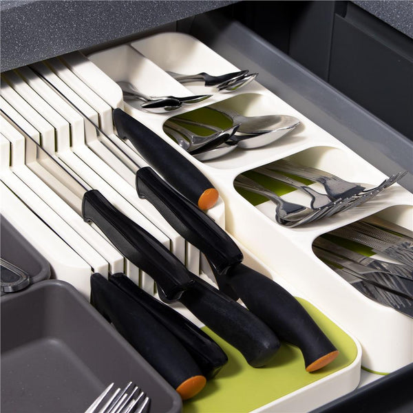 Organizator tacamuri sertar, 5 compartimente, 40x11x5,5cm, alb