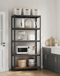 SONGMICS Raft de depozitare metalic, cu polite din PAL, 5 polite, max. 600 kg, 200x100x50cm, maro si negru