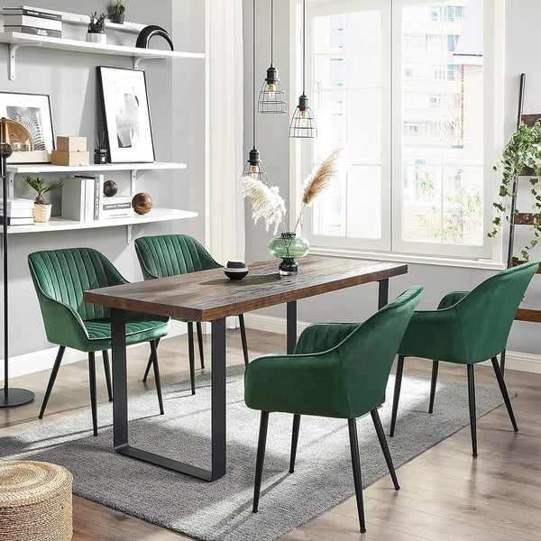 SONGMICS Scaun living tapitat din catifea cu cotiere, sarcina 120 kg, 63x60x85 cm, verde