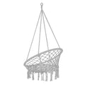Scaun rotund tip leagan suspendat pentru casa sau gradina, cu franjuri, 150kg, gri