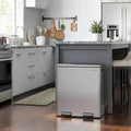 SONGMICS Cos de gunoi din inox cu 2 compartimente colectare selectiva, cu galeti interioare, 2x30litri, argintiu