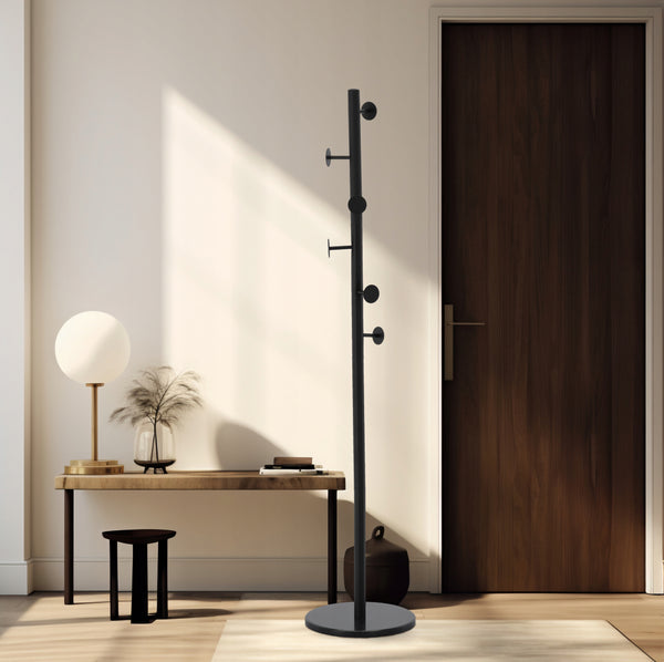 Cuier hol metalic 174 cm, design minimalist, negru