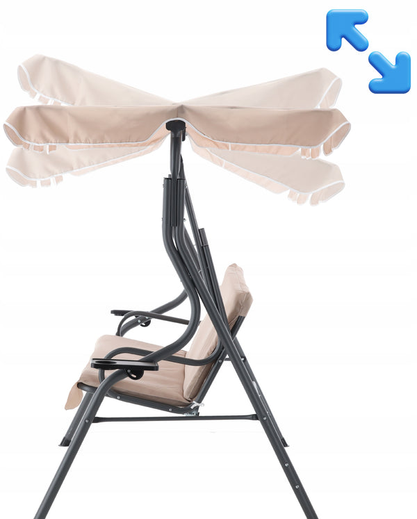 Leagan balansoar gradina Sersimo Cancun, 3 locuri, 220kg, bej inchis