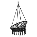Scaun rotund tip leagan suspendat pentru casa sau gradina, cu franjuri, 150kg, negru