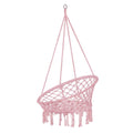 Scaun rotund tip leagan suspendat pentru casa sau gradina SPR42, cu franjuri, 150kg, roz