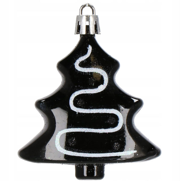Set globuri si decoratiuni de Craciun, 77 piese, diverse dimensiuni, negru