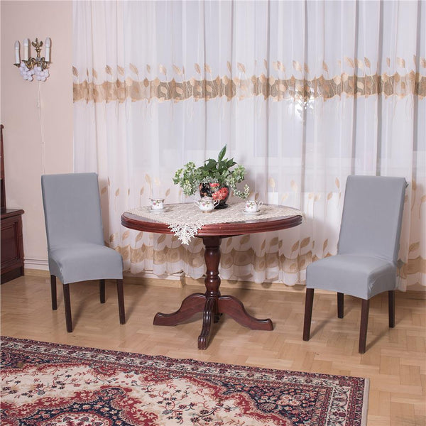 Set 4 huse universale pentru scaun, marime universala, poliester si spandex, 45 x 60 cm, gri