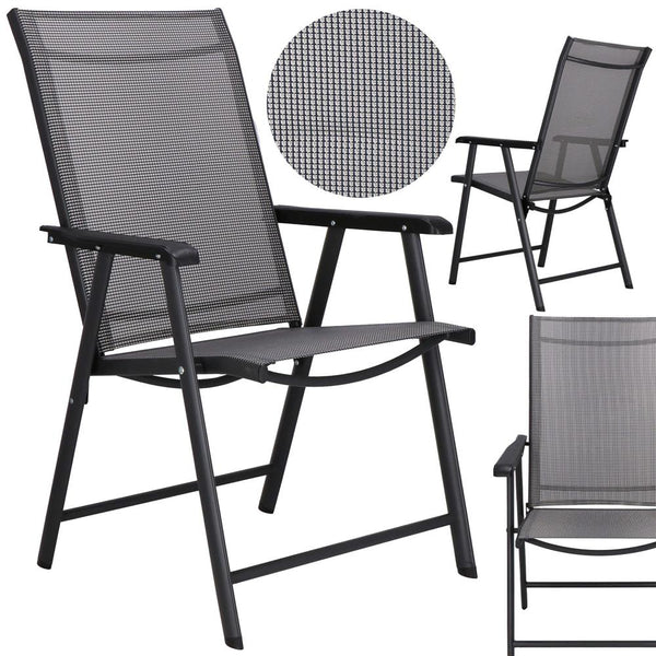 Scaun de gradina metalic, pliabil, 95x57x66cm, maxim 150kg, gri