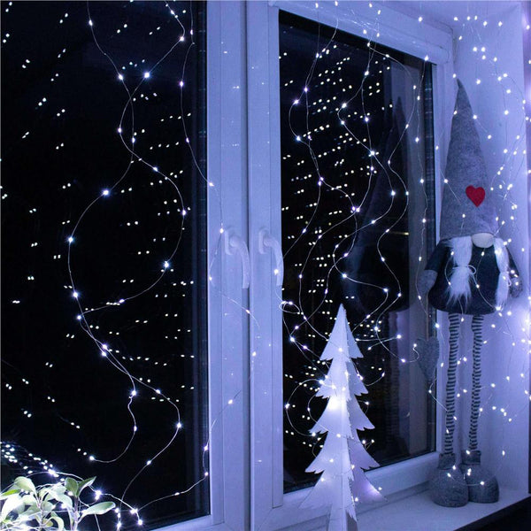 Ghirlanda luminoasa tip perdea 300 LED-uri, 3x3m, pentru interior, alimentare USB, alb rece