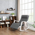 SONGMICS Scaun balansoar din lemn, suport picioare reglabil, maxim 150kg, 67x115x91cm, gri si alb