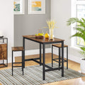 VASAGLE Set 2 scaune bar inalte, sezut dreptunghiular, cadru din otel, 40x30x65cm, stil industrial, maro rustic si negru