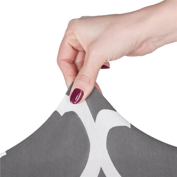 Set 4 huse universale pentru scaun, marime universala, poliester si spandex, 45 x 60 cm, gri alb