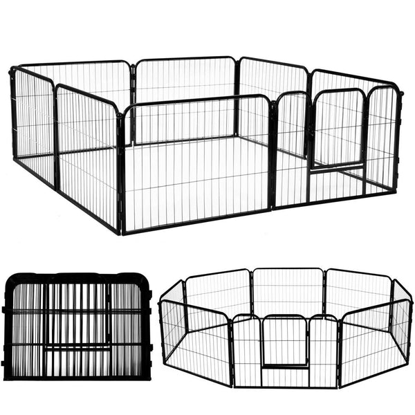 Tarc pentru animale de companie, din fier, forma configurabila, cu usa de acces, 5XL, 160x160x60cm, negru