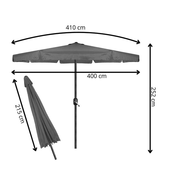 Umbrela terasa gradina, cu manivela, diametru 400cm, Gri