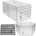 Tarc pentru animale de companie, din fier, forma configurabila, cu usa de acces, 3XL, 165x85x73cm, negru