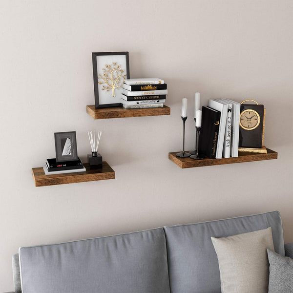 VASAGLE Raft de perete suspendat plutitor, MDF, sistem montare inclus, 80x20x4cm, vintage maro
