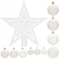 Set globuri si decoratiuni de Craciun, 100 piese, diverse dimensiuni cu stea, alb