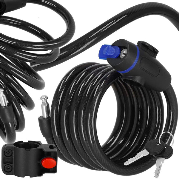 Lant antifurt bicicleta si trotineta, inchidere cheie, lungime 180 cm, Otel, Negru
