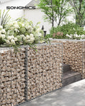 SONGMICS Cos de gabioane pentru pietre, otel galvanizat, 100x90x30cm, argintiu