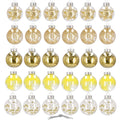 Set globuri de Craciun Inedit, 30 bucati, 7cm, transparente si auriu