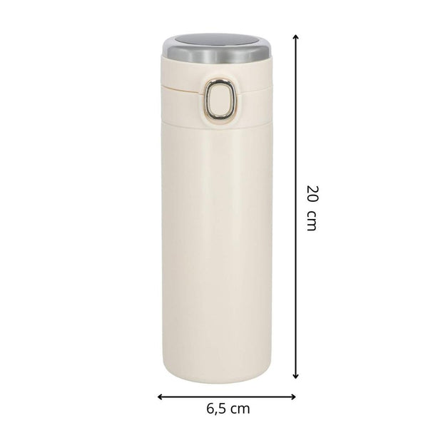 Cana termos Smart, inox, display LED, afisare temperatura, 420ml, 20cm, crem