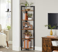VASAGLE Biblioteca de colt cu 5 etaje, cadru metalic, 150x30x30cm, stil industrial maro rustic si negru