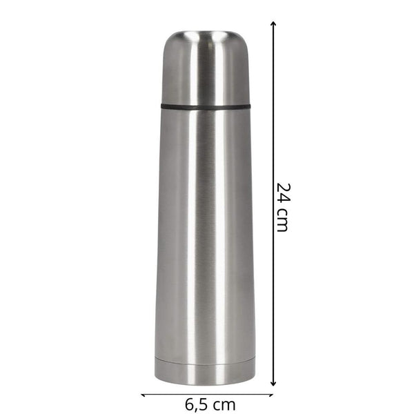 Cana termos cu pahar, perete din inox dublu izolat, 500ml, 24cm, argintiu