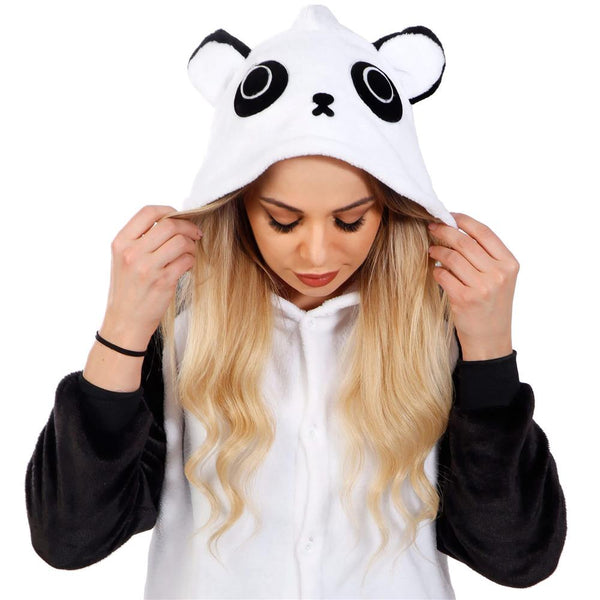 Pijama tip salopeta pentru adulti, model Panda, marime L