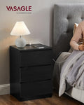 VASAGLE Set de 2 noptiere, cu sertare, 2 prize si 2 USB, 35x40x59 cm, negru