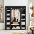 SONGMICS Garderoba din material textil, dulap portabil, cu rafturi si sina de agatat, 150x45x175cm, negru