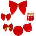 Set 6 ornamente pentru bradul de Craciun, fundita, 8cm, rosu