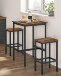 VASAGLE Set masa si scaune de bar, masa 60x60x90cm si 2 scaune 30x40x65cm, stil industrial, maro rustic