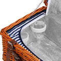 Cos de picnic echipat pentru 4 persoane Deluxe, din rachita, cu vesela si tacamuri, frigorific