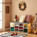 VASAGLE Banca pentru hol cu suport pentru pantofi, 10 compartimente, cu perna, 104x48x30cm, alb