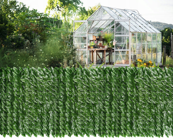Panou paravan cu frunze artificiale pentru gard sau balcon, 100x300cm, verde