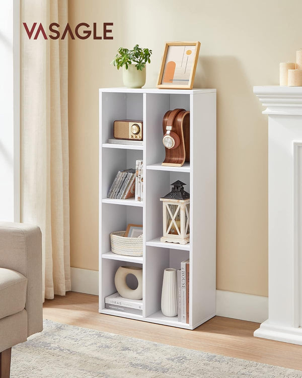 VASAGLE Biblioteca cu 7 compartimente deschise, MDF, 50x24x106cm, alb