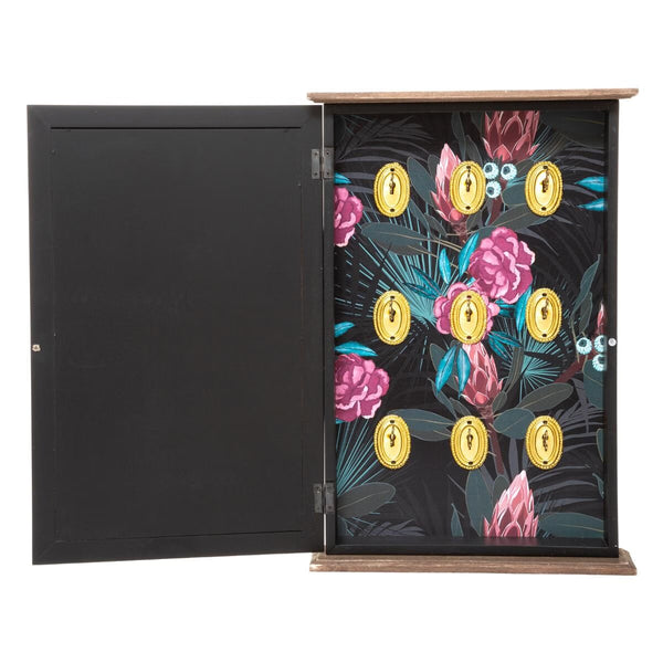 Cutie chei Atmosphera Nikolai cu 9 carlige, MDF si decor vintage seif, 27x38 cm, negru