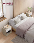 VASAGLE Set 2 noptiere 39x28x41 cm, cu sertar si compartiment deschis, PAL bej natur si alb