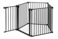 Bariera de siguranta pliabila 300x74 cm, 5 panouri si poarta cu blocare automata, metal si plastic, neagra