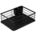 Uscator de vase cu suport tacamuri, din otel, cu tava de scurgere, 42x32x15cm, negru