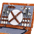 Cos de picnic echipat pentru 4 persoane Deluxe, din rachita, cu vesela si tacamuri, frigorific