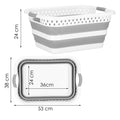 Cos de rufe pliabil tip lighean, cu manere, din plastic si silicon, 53x38x24cm, 24litri, gri