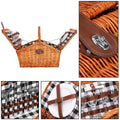 Cos de picnic echipat pentru 4 persoane Deluxe, din rachita, cu vesela si tacamuri, izolat termic, maro