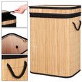 Cos de rufe din bambus cu capac, sac detasabil, volum 72L, 42x33x60cm, maro
