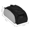 Geanta portbagaj bicicleta, 1 compartiment si 3 buzunare laterale, 40x20x17cm, negru cu elemente reflectorizante gri