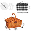 Cos de picnic echipat pentru 4 persoane Deluxe, din rachita, cu vesela si tacamuri, izolat termic, maro