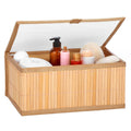 Set 3 cutii organizatoare din bambus, cu capac, diverse dimensiuni, maro