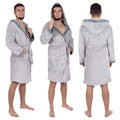 Halat de baie pentru barbati pana la genunchi, gluga mare, marimea L/XL, gri