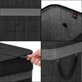 Cos de rufe din bambus cu capac, 2 compartimente, sac detasabil, volum 100L, 54x35x60cm, negru